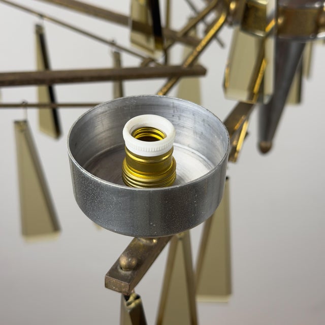 Large Mid-Century Italian Sculptural Chandelier in Brass and Glass, Italy, 1950s For Sale - Image 18 of 18