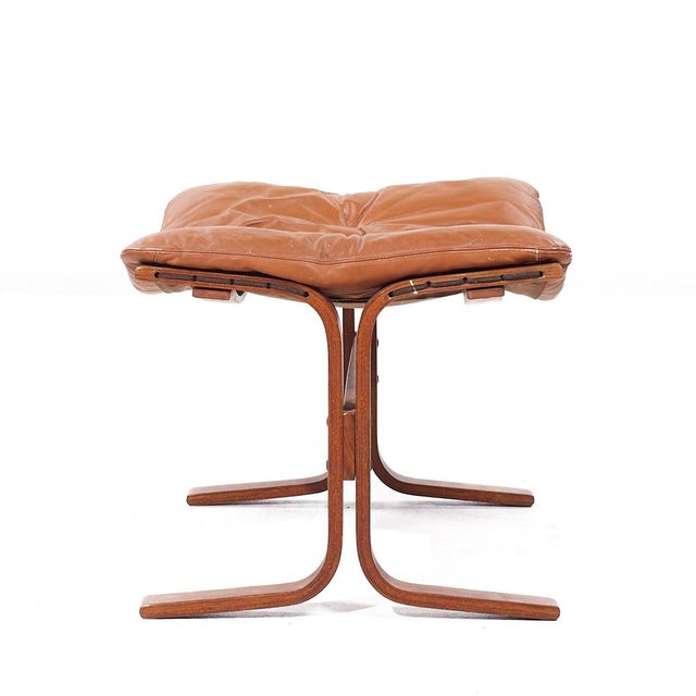 Mid 20th Century Westnofa Siesta Mid Century Leather and Bentwood Ottoman For Sale - Image 5 of 10