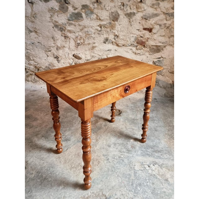 Antique French Walnut Writing Table with Drawer, 1900s For Sale - Image 16 of 16