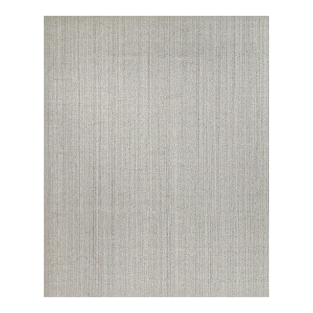 2010s Rug & Kilim’s Modern Rug in Solid Gray and Off-White Striae - 12x15 For Sale