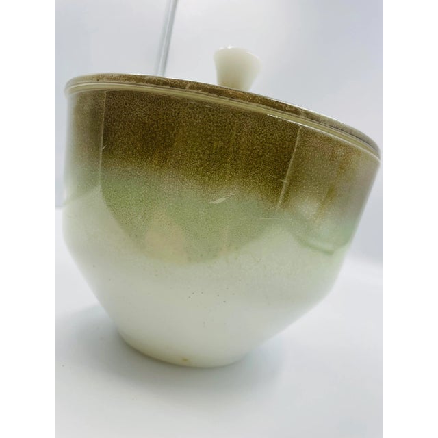 Glass Mid-Century Iridescent Green & Copper Federal Glass Decorative Jar/Urn For Sale - Image 7 of 11