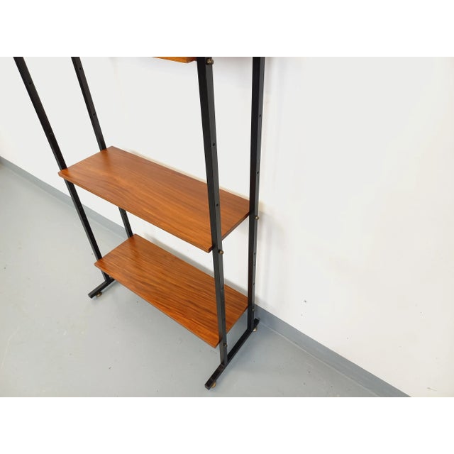 Vintage Italian Modular Teak and Metal Bookcase, 1960s For Sale - Image 4 of 14