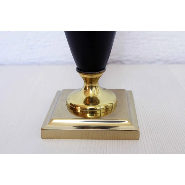 Black Brass and Leather Table Lamp from Le Dauphin France, 1950s For Sale - Image 8 of 9