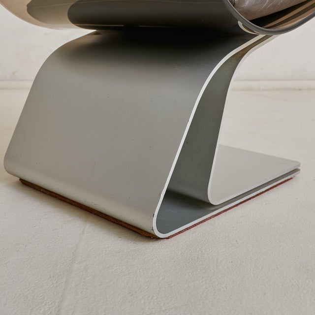 French Saint-Gobain Glass + Leather Accent Chair Attributed to Maison Jansen, 1960s For Sale - Image 9 of 10