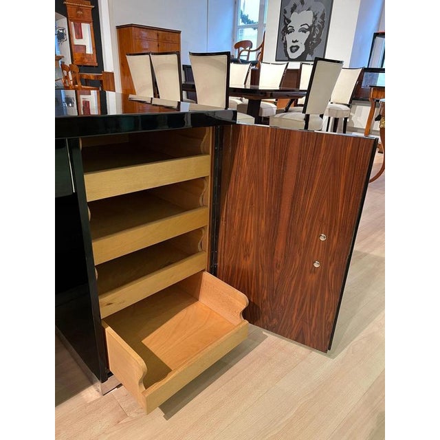 Art Deco Desk in Black Lacquer, Walnut & Metal, France, 1930s-1940s For Sale - Image 12 of 18
