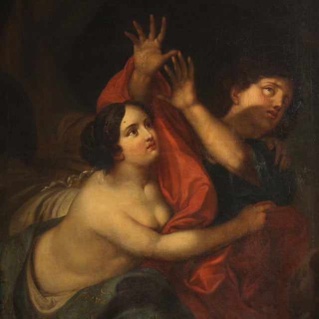 Antique Italian painting from the second half of the 18th century. Artwork oil on canvas, a copy of Carlo Cignani's...