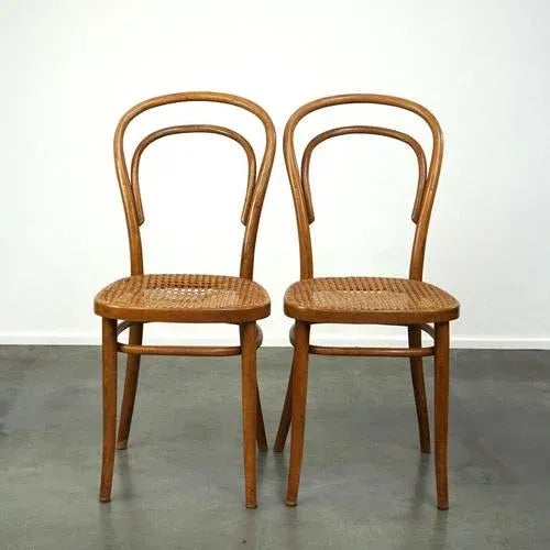 Set of Vintage Bistro Chairs with Woven Seats from Thonet For Sale - Image 10 of 10