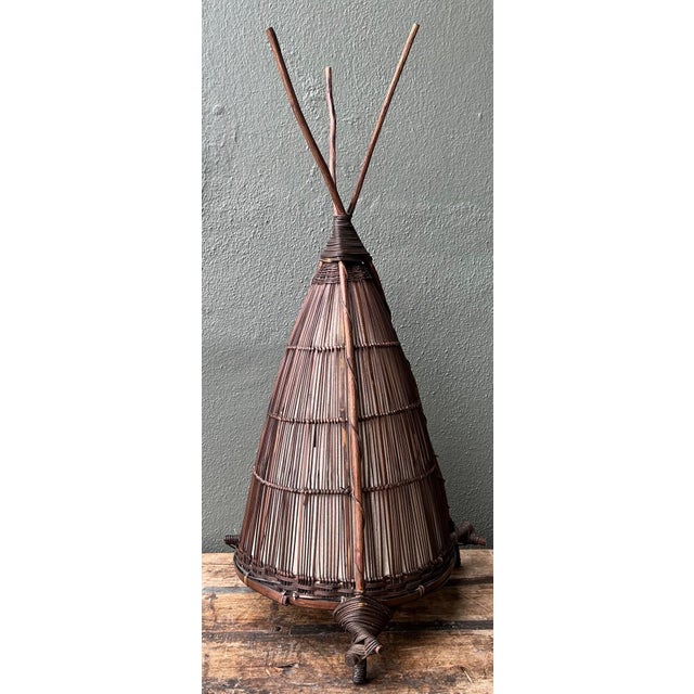 Vintage Japanese Woven Reed Lamp For Sale - Image 17 of 18