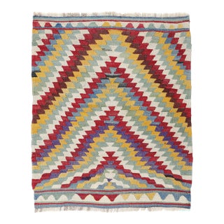 1950s Vintage Handwoven Colourful Turkish Kilim Rug-2' 8'' X 3' 6'' For Sale