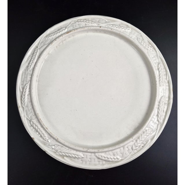 Antique Victorian White Ironstone Cheese Dome and Stand in Wheat and Lattice, 1875 For Sale - Image 12 of 16