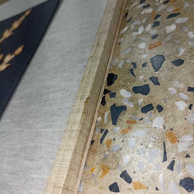 Beige Handmade Botanical Textile Wall Art With Linen Wrapped Frame | Organic Mixed Media Wall Decor | Size:- 18" X 24" For Sale - Image 8 of 18