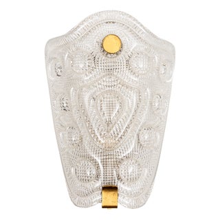 Brass and Glass Sconce attributed to Carl Fagerlund for Orrefors, Sweden, 1960s For Sale