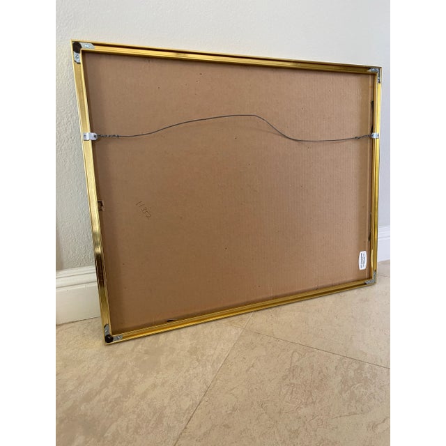 1971 Gerard Bouvier Framed Signed French Ink and Pastel Abstract Artwork For Sale - Image 9 of 10