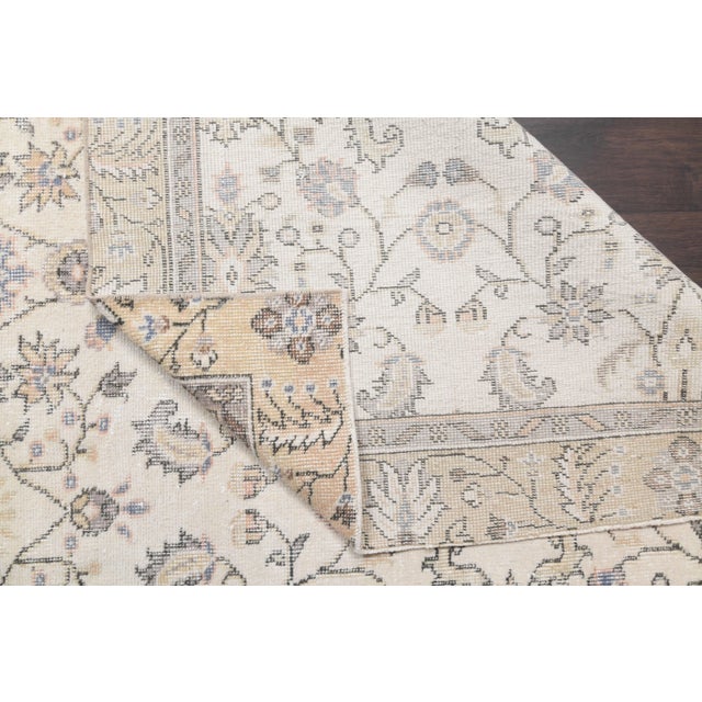 Vintage Turkish Oushak Handmade Wool Cotton Beige Area Rug For Sale - Image 10 of 11