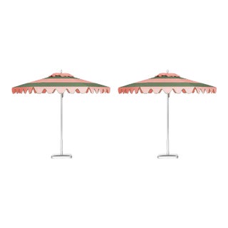 Bali Sunrise 9' Patio Umbrella, Pink & Green, Set of 2 For Sale