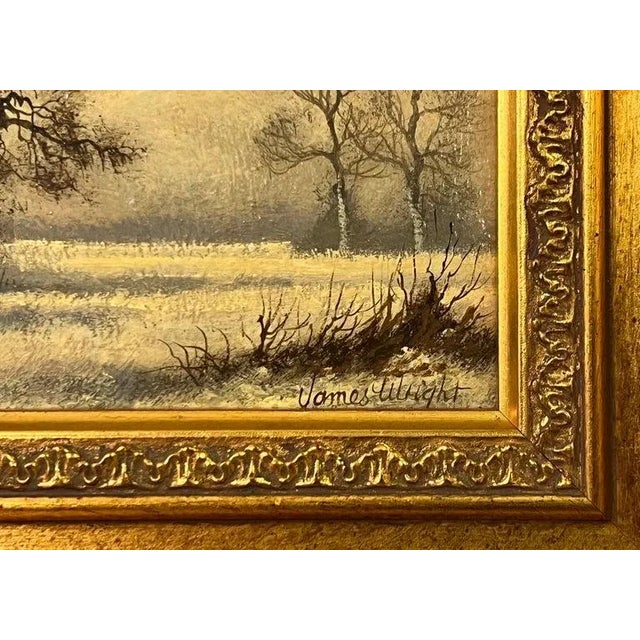 James Wright, Winter Landscape Snow Scene in the English Countryside by 20th Century Artist, 1980 Circa For Sale - Image 6 of 7