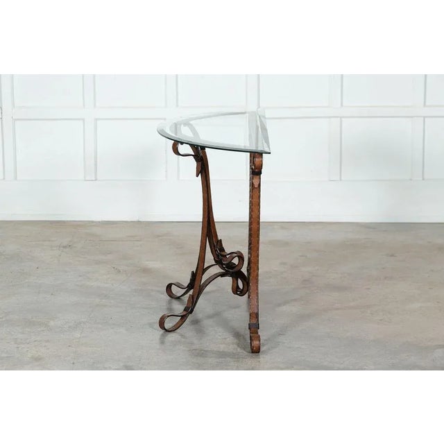 Iron Leather Console Table in the style of Jacques Adnet For Sale - Image 5 of 10