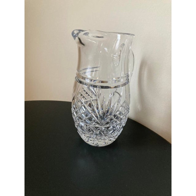 Glass Early 20th Century Galway Irish Water Crystal Pitcher Blown Glass Design For Sale - Image 7 of 18