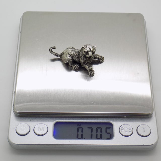 Vintage Italian Handmade Genuine Silver Cub Lion Detailed Figurine Miniature For Sale - Image 10 of 11