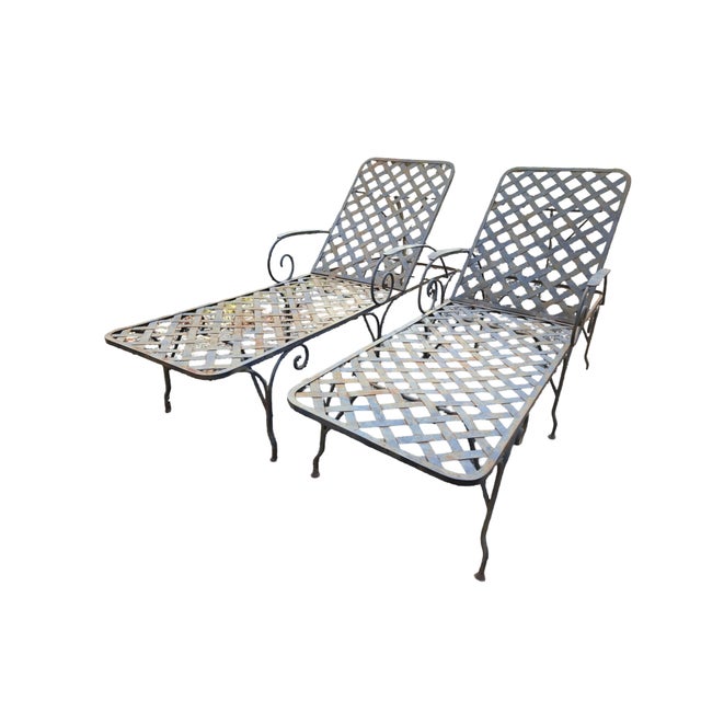 Mid-Century Modern Vintage Wrought Iron Patio Lounge Chairs For Sale - Image 3 of 11