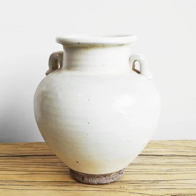 Farmhouse Farmhouse Vintage White Ceramic Jug Vase For Sale - Image 3 of 4