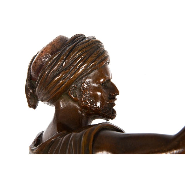 Rare French Orientalist Bronze Sculpture Arab Warrior After Jean Didier Debut For Sale - Image 12 of 12