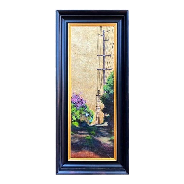 Duke Windsor, "Pink Bougainvilleas", Impressionist Cityscape Painting, Acrylic, Framed For Sale