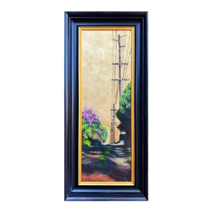 Duke Windsor, "Pink Bougainvilleas", Impressionist Cityscape Painting, Acrylic, Framed
