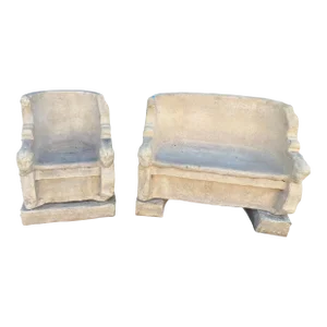 1920s Italian Terra Cotta Co. Childrens Garden Benches - Set of 2