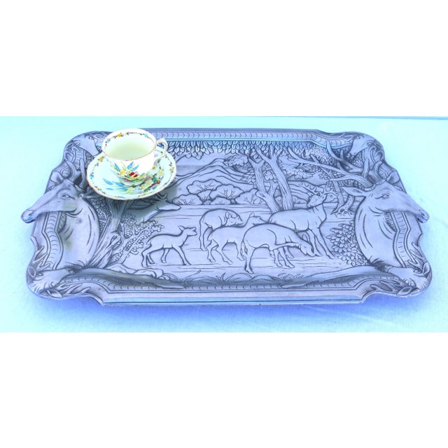 1982 Arthur Court Designs Aluminum Elk Herd Platter For Sale - Image 10 of 10