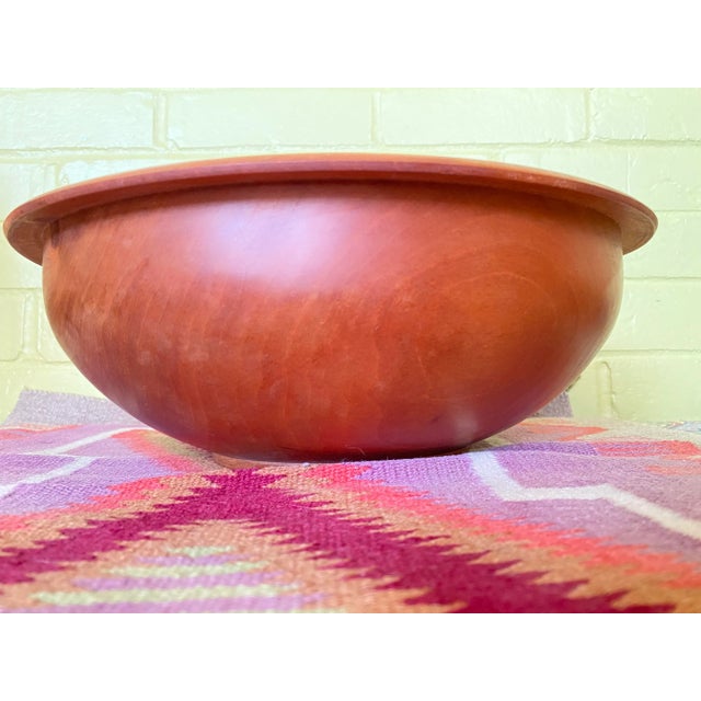 1970s Large Turned Cherry Wood Bowl Rodger Jacobs Artist Craftsman For Sale - Image 12 of 12