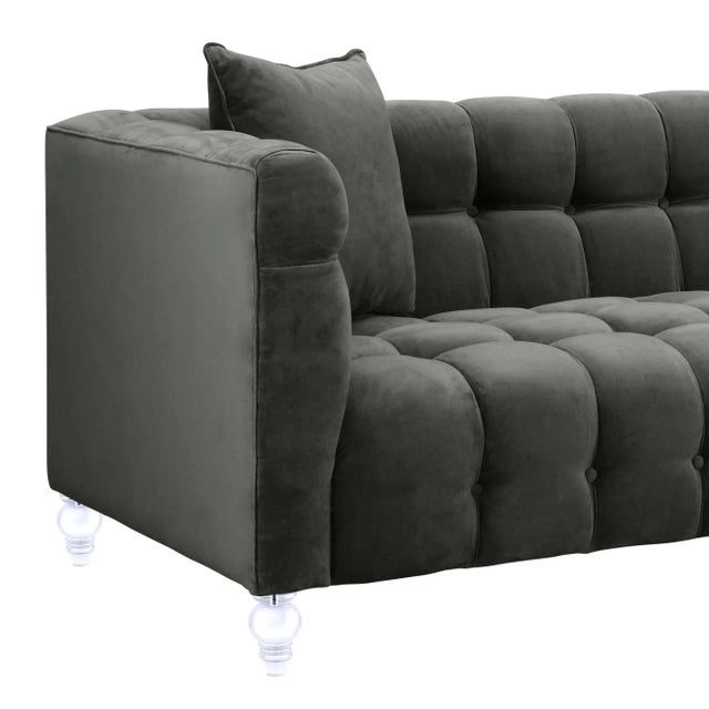 Bea Grey Velvet Sofa For Sale - Image 4 of 7