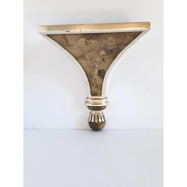 Vintage Maitland-Smith very decorative Hollywood Regency style wall brackets or self in a silver leaf edging with faux...