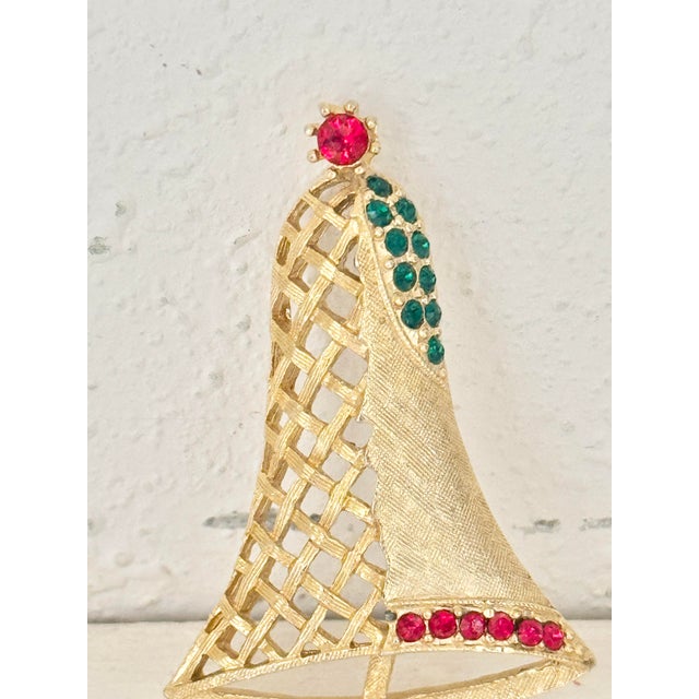 Mid 20th Century Vintage Rhinestone Christmas Bell Brooch For Sale - Image 5 of 8