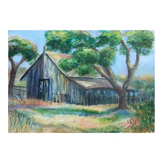 California Farm Landscape With Wooden Barn by Irma "Edy" Caprini For Sale