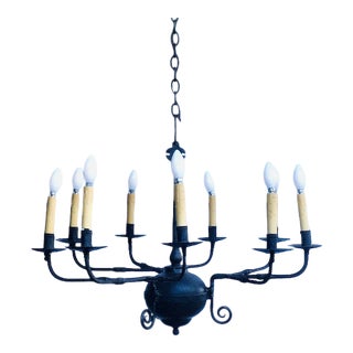 17th Century Hand Wrought Iron Chandelier For Sale