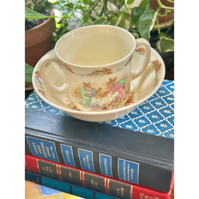 English Vintage Royal Doulton “Bunnykins” Cereal Bowl and Mug - A Set of 2 Pieces For Sale - Image 3 of 11