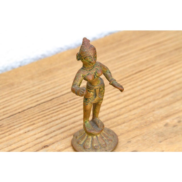19th Century Soulful Miniature Bronze Painted Apsara For Sale - Image 5 of 9