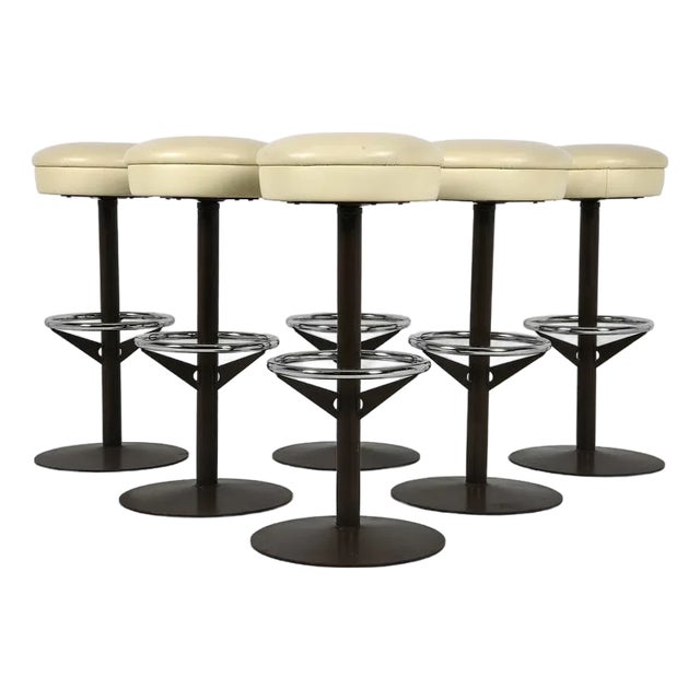 6 Danish Modern Bar Stools - Set For Sale