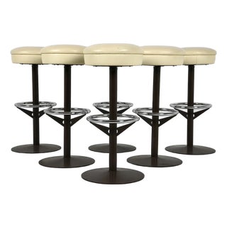 Late 20th Century Set 6 Danish Modern Bar Stools For Sale