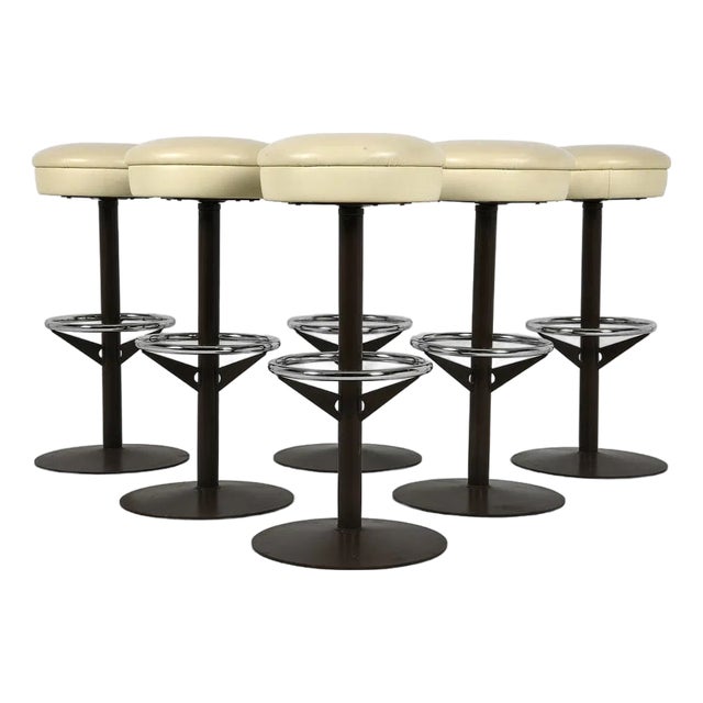 Late 20th Century Set 6 Danish Modern Bar Stools For Sale