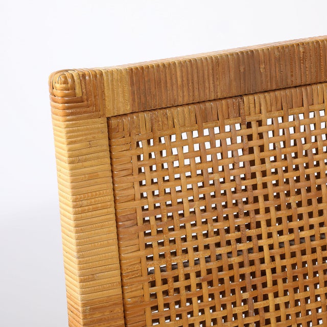 Mid-Century Rattan & Bamboo Wrapped & Upholstered Chair Signed Bielecky Brothers For Sale - Image 13 of 17