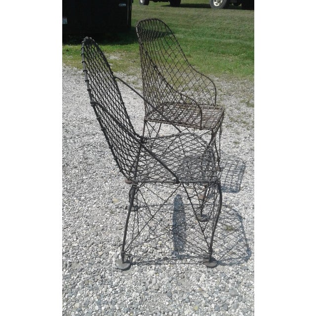 Antique Victorian Style Wire Chairs - Set of 2 For Sale - Image 4 of 12