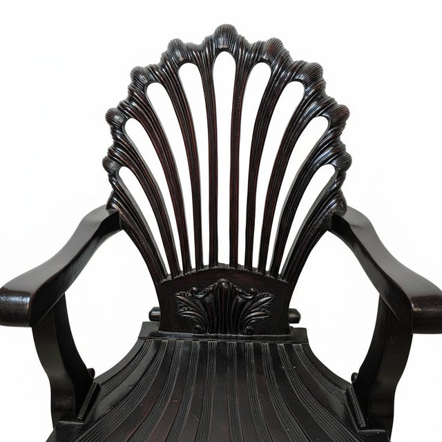 Far Pavilions Vintage Hand Carved Solid Wood Unique Side Arm Chair For Sale - Image 4 of 8