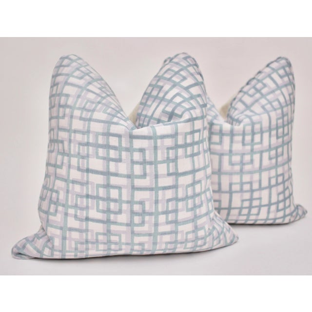 2020s TylerGraphic "Geo" Hand Blocked Square Pillows - a Pair For Sale - Image 5 of 5
