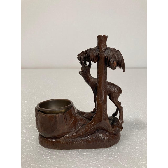 19th Century Swiss Black Forest Carving of a Stag and Tree Nut Dish For Sale - Image 9 of 12