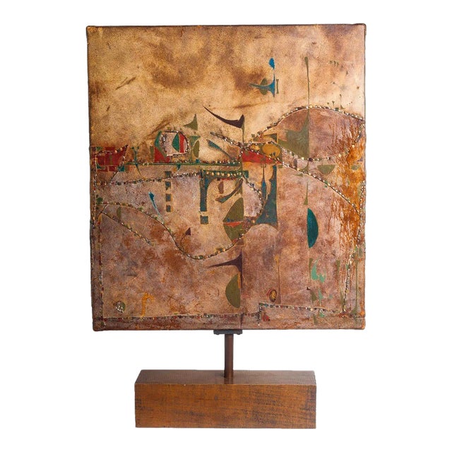1980s Joe Downing Mixed Media Rawhide Painting For Sale