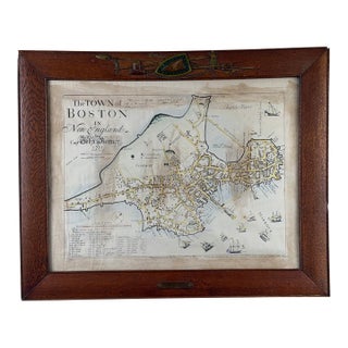 John Bonner “The Town of Boston” Map, After the 1835 George G. Smith Edition, Antique Oak Frame For Sale