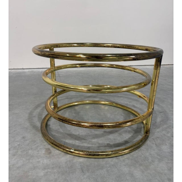 Postmod Gold & Smoked Glass Swivel Tiered Coffee Table For Sale - Image 9 of 11