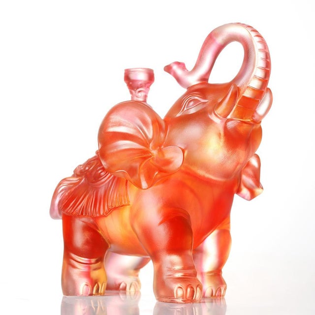 Liuli Crystal Art Crystal Elephant Sculpture, "The Auspicious Elephant
